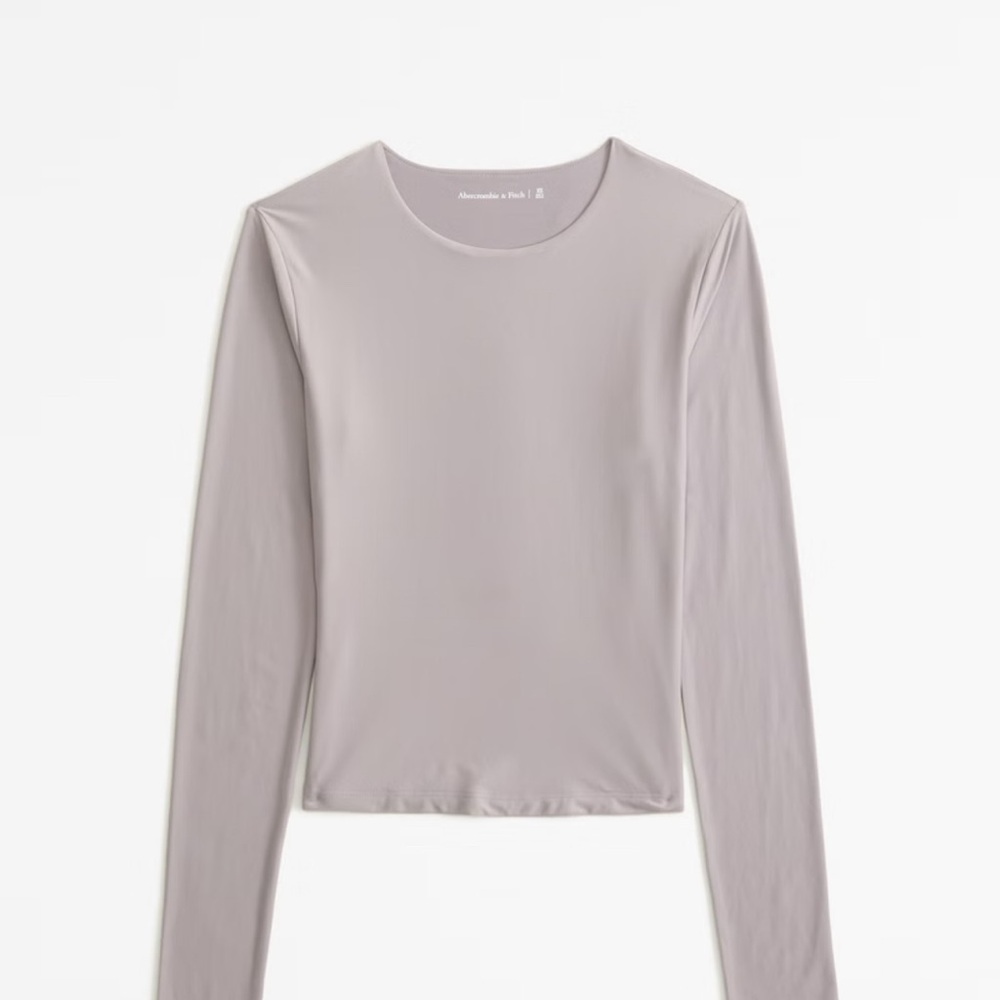 Soft Matte Seamless Long-Sleeve Cropped Crew Top - Gray/purple